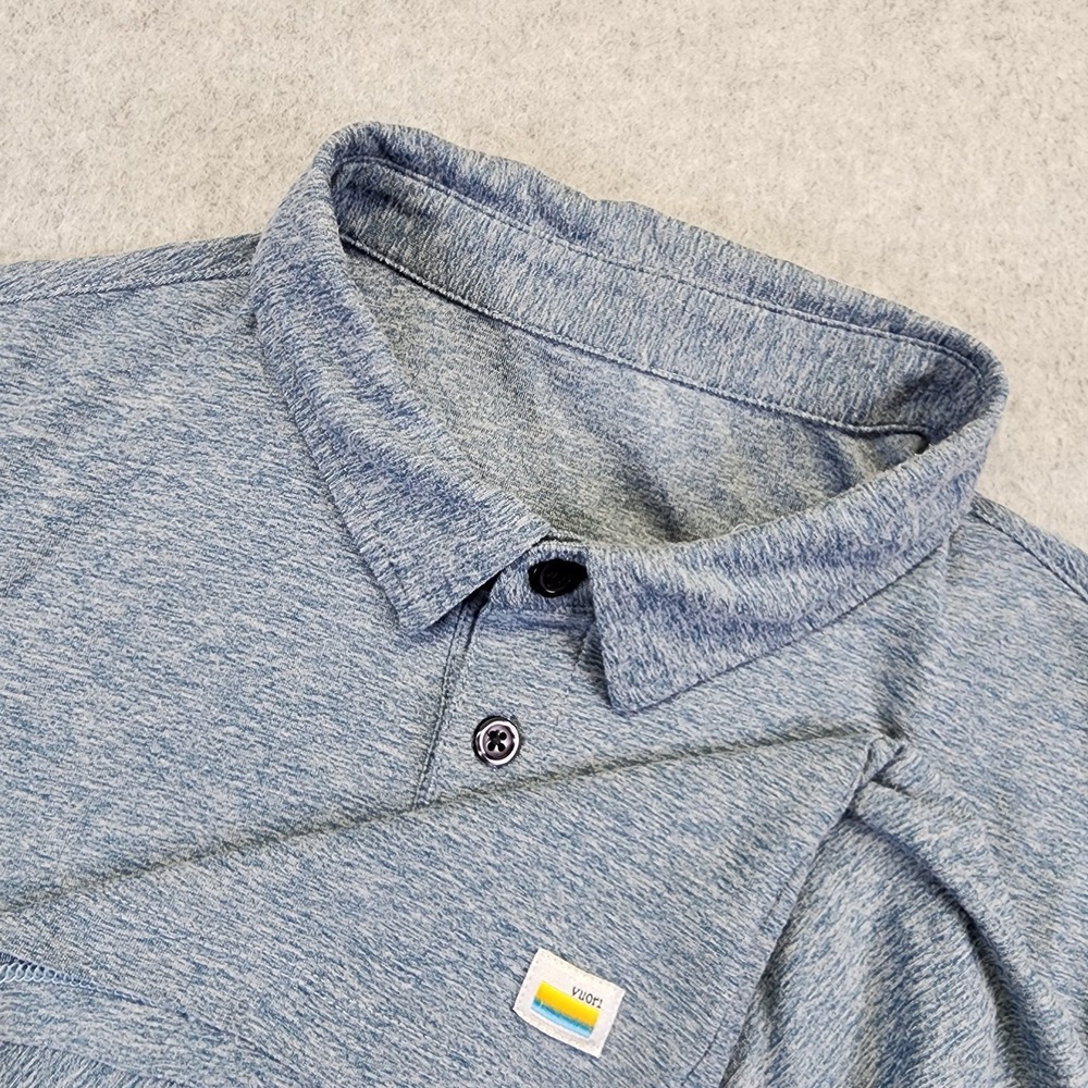 Vuori Strato Tech Polo Shirt Mens M Bluish Gray Soft Stretch Short Sleeve V188
